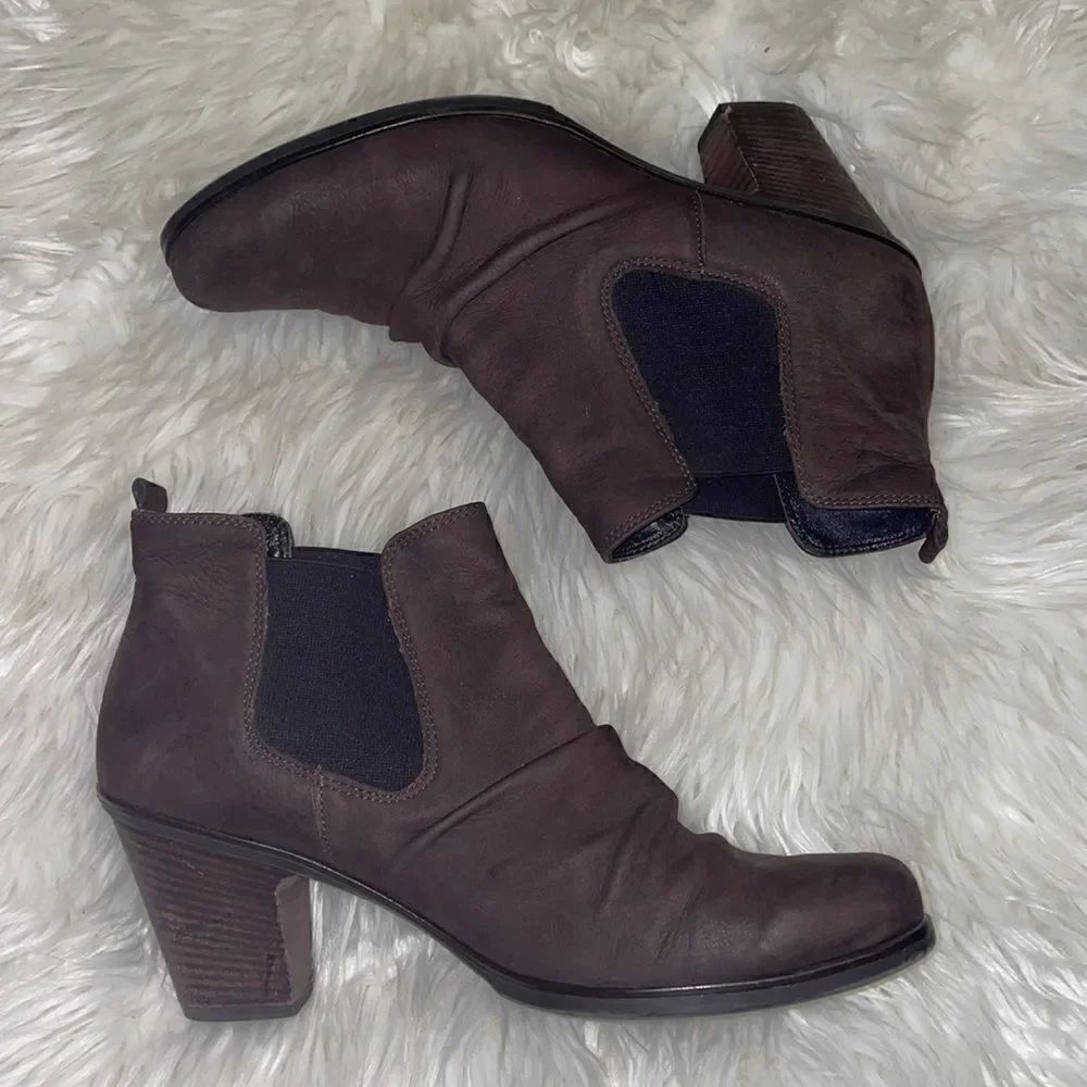 Paul Green Brown Nubuck Suede Leather Ankle Boots